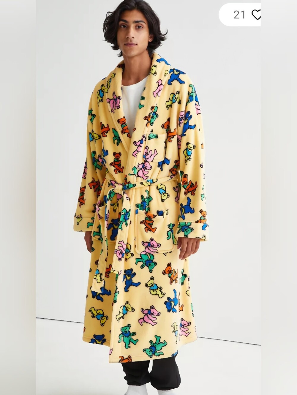 Grateful Dead Dancing Bears Yellow Plush Fleece Robe OS